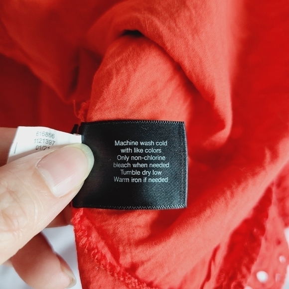 ☀️Lane Bryant Coral Red Eyelet Peplum Top - Picture 9 of 12